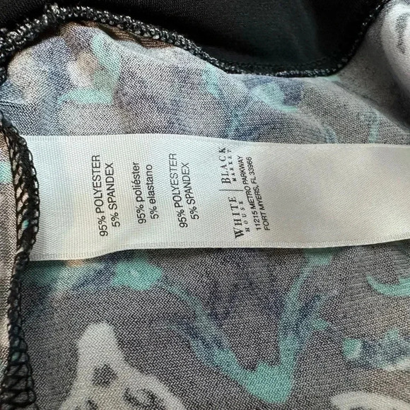 White House Black Market Green and black scroll print dress size small - Picture 9 of 9